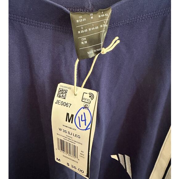 Adidas Men’s Medium Navy Track Pants – Slim Fit 3-Stripes NWT - Picture 3 of 7